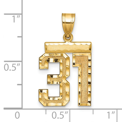 14k Yellow Gold Medium Diamond-cut Number 31 Charm