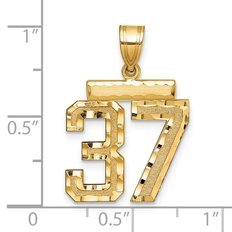 14k Yellow Gold Medium Diamond-cut Number 37 Charm