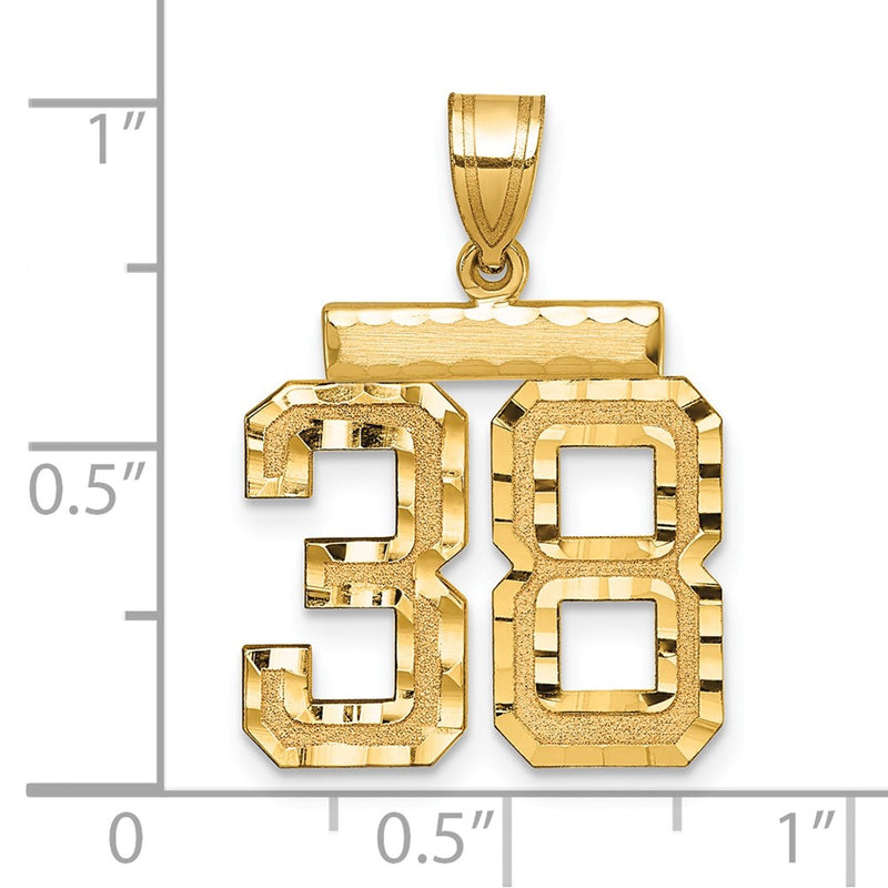 14k Yellow Gold Medium Diamond-cut Number 38 Charm