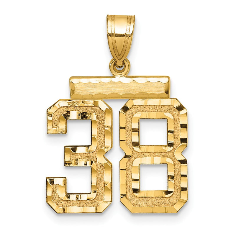 14k Yellow Gold Medium Diamond-cut Number 38 Charm