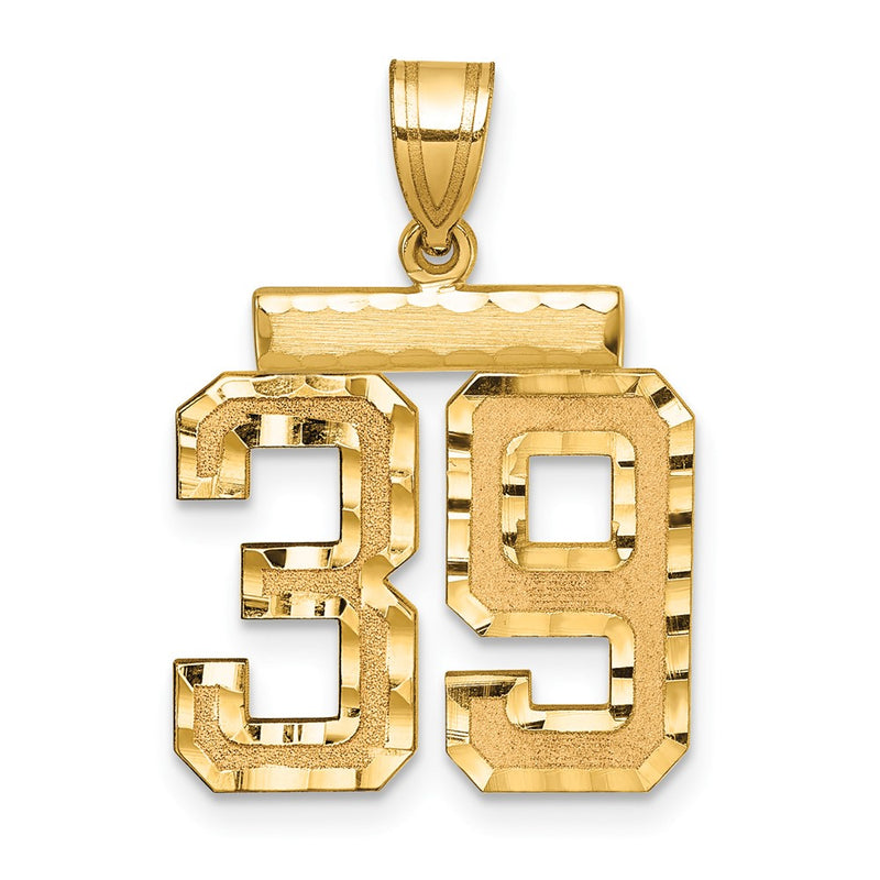 14k Yellow Gold Medium Diamond-cut Number 39 Charm