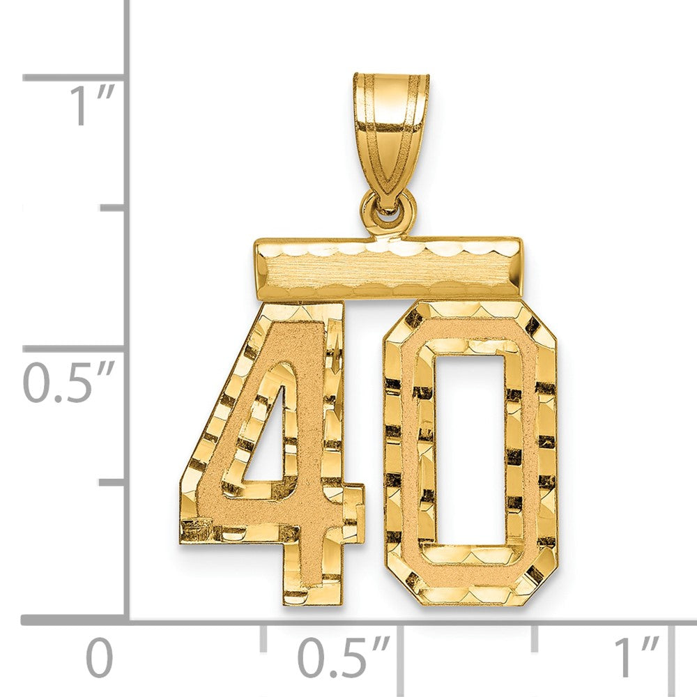 14k Yellow Gold Medium Diamond-cut Number 40 Charm