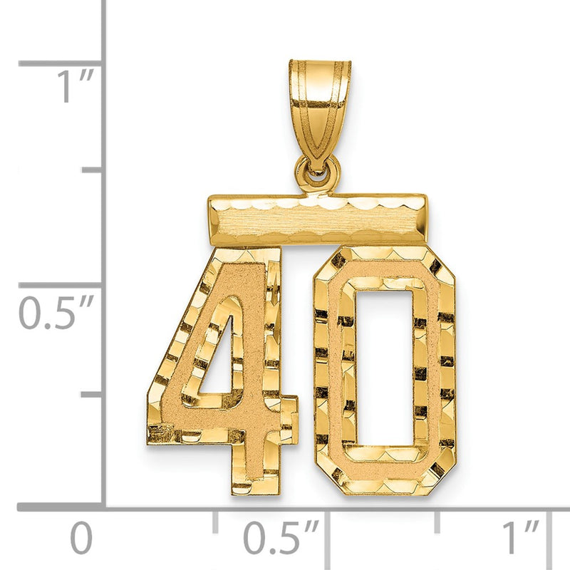 14k Yellow Gold Medium Diamond-cut Number 40 Charm