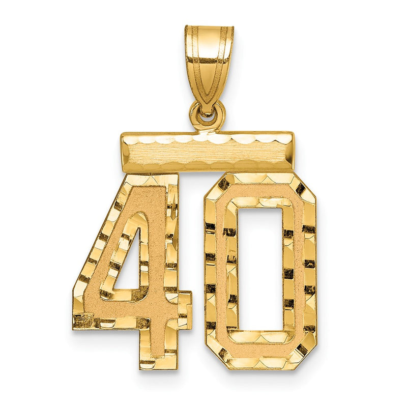 14k Yellow Gold Medium Diamond-cut Number 40 Charm