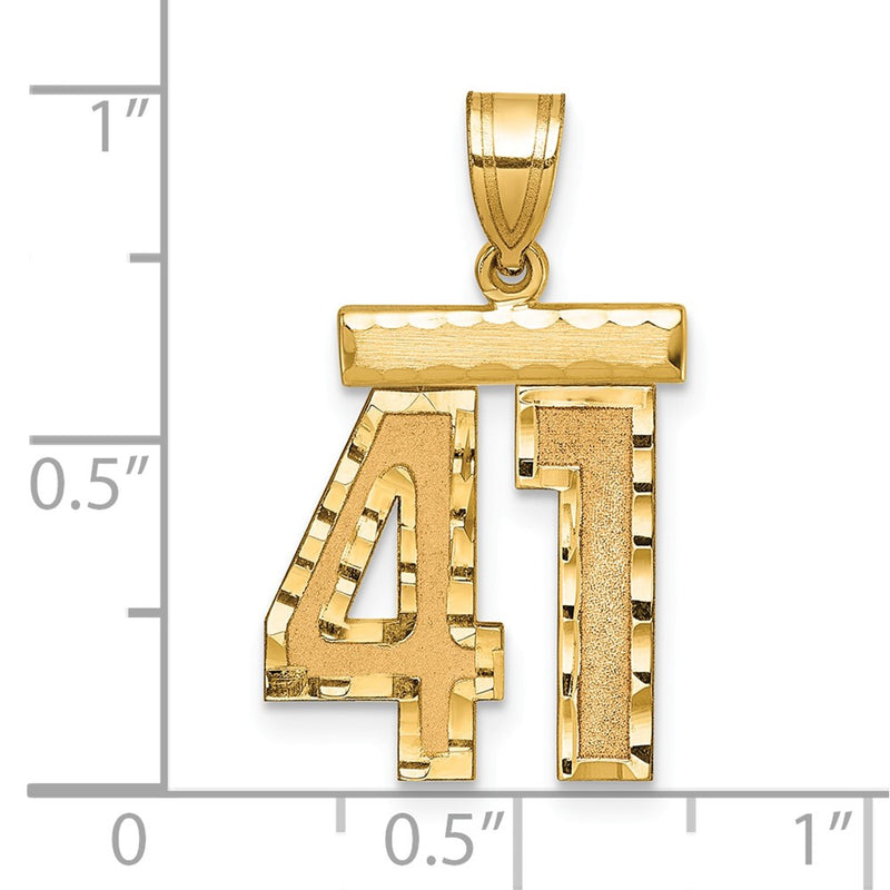 14k Yellow Gold Medium Diamond-cut Number 41 Charm