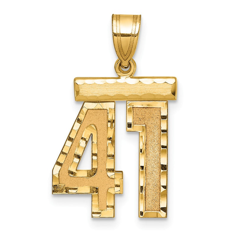 14k Yellow Gold Medium Diamond-cut Number 41 Charm