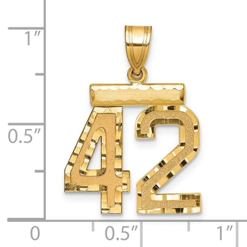 14k Yellow Gold Medium Diamond-cut Number 42 Charm