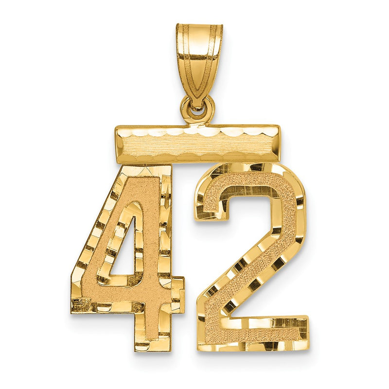 14k Yellow Gold Medium Diamond-cut Number 42 Charm