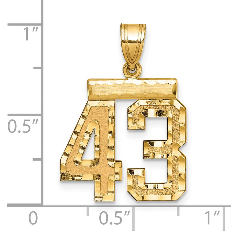 14k Yellow Gold Medium Diamond-cut Number 43 Charm