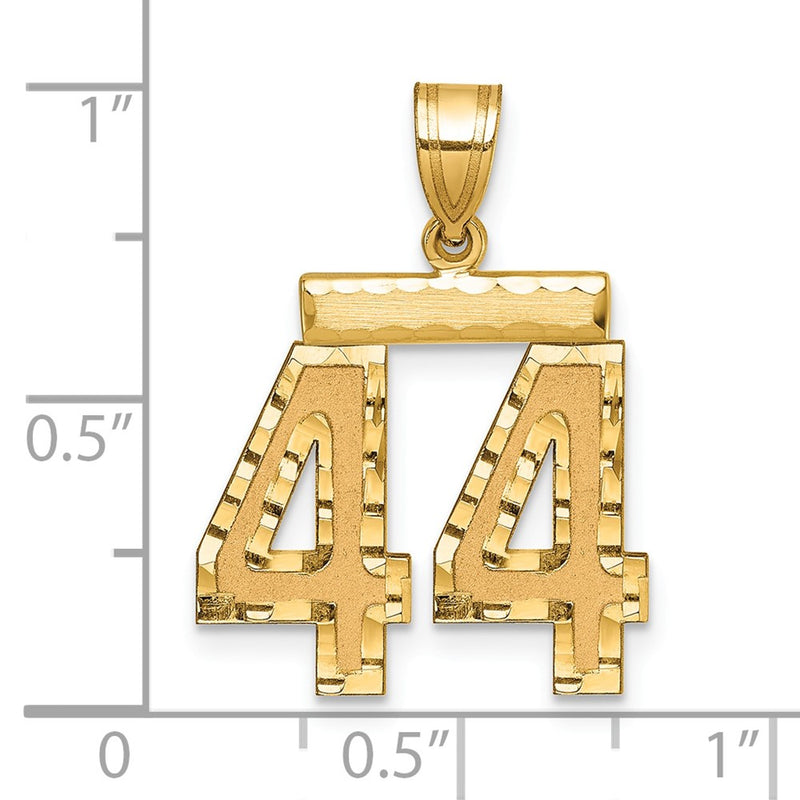 14k Yellow Gold Medium Diamond-cut Number 44 Charm