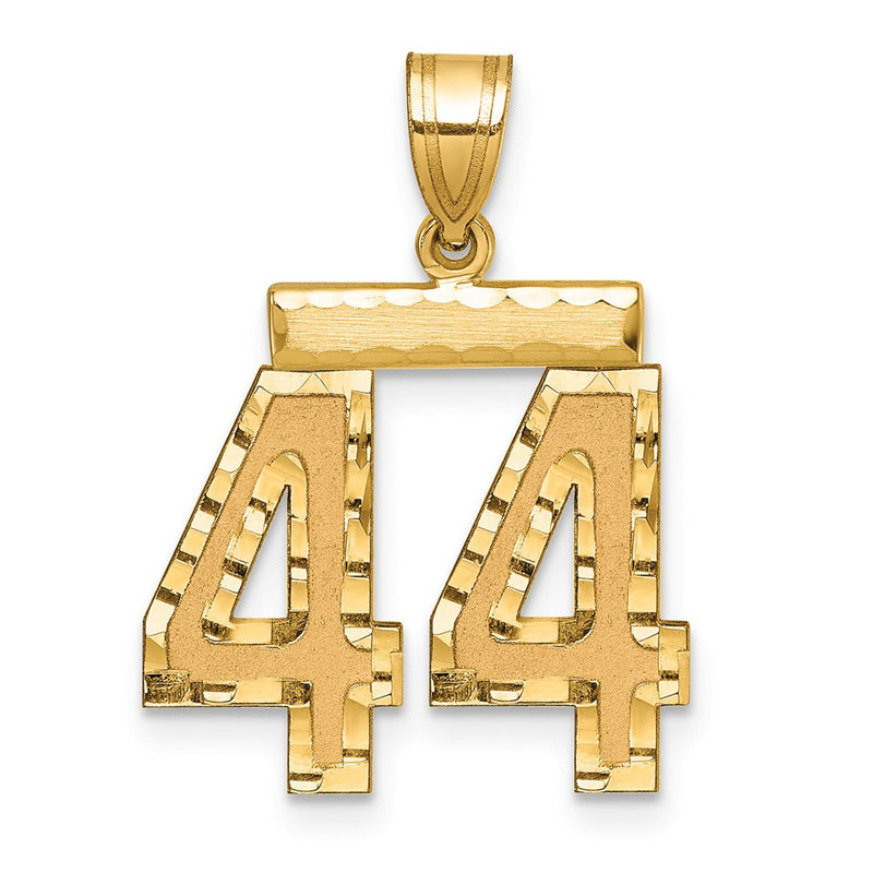 14k Yellow Gold Medium Diamond-cut Number 44 Charm