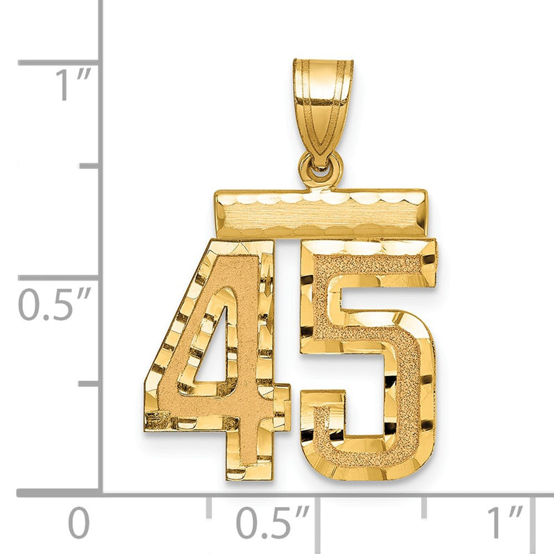 14k Yellow Gold Medium Diamond-cut Number 45 Charm