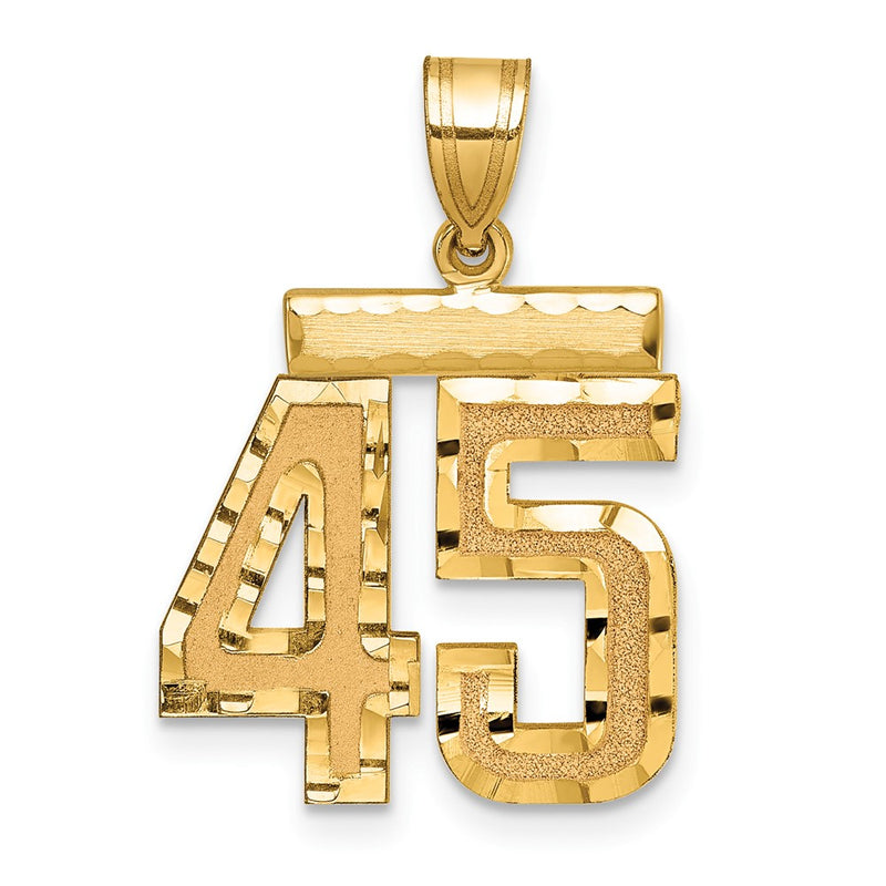 14k Yellow Gold Medium Diamond-cut Number 45 Charm