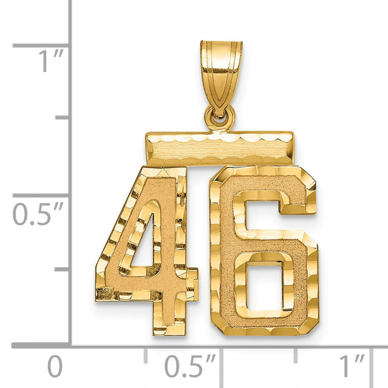 14k Yellow Gold Medium Diamond-cut Number 46 Charm