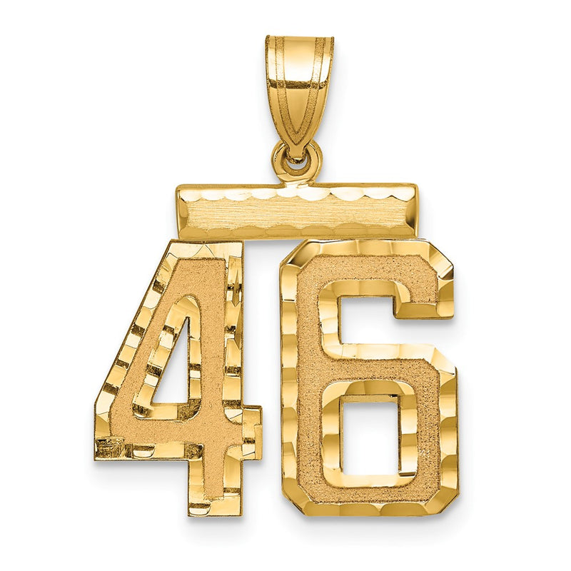 14k Yellow Gold Medium Diamond-cut Number 46 Charm