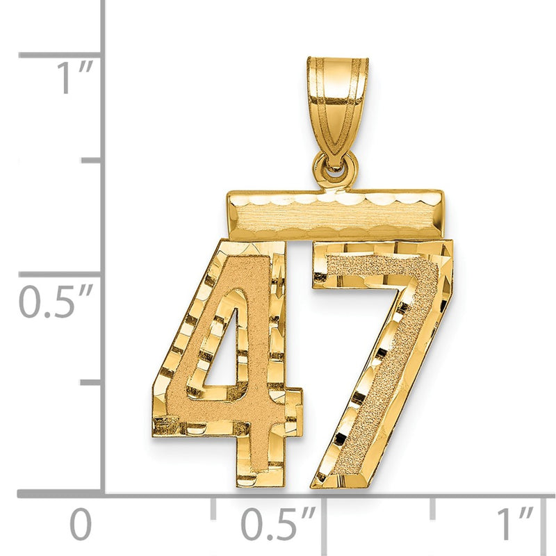 14k Yellow Gold Medium Diamond-cut Number 47 Charm