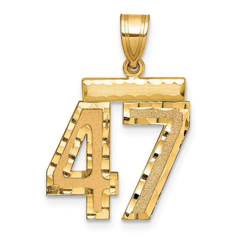 14k Yellow Gold Medium Diamond-cut Number 47 Charm