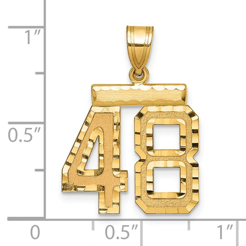 14k Yellow Gold Medium Diamond-cut Number 48 Charm