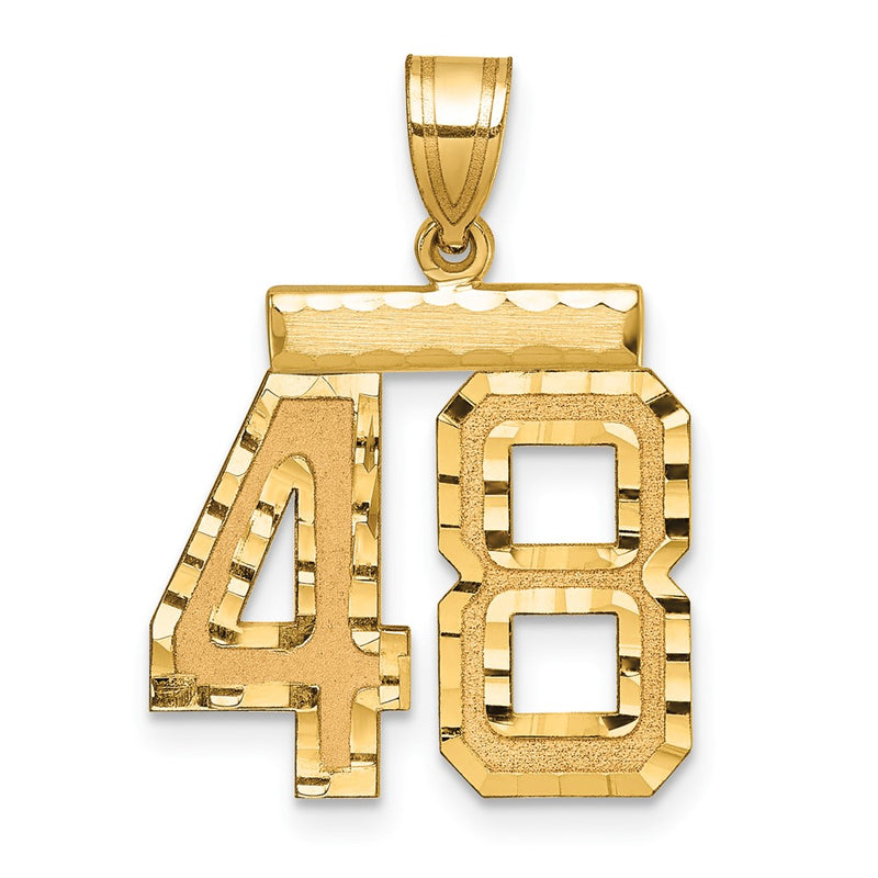 14k Yellow Gold Medium Diamond-cut Number 48 Charm