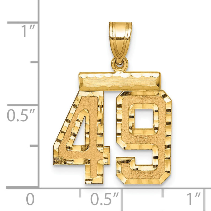 14k Yellow Gold Medium Diamond-cut Number 49 Charm