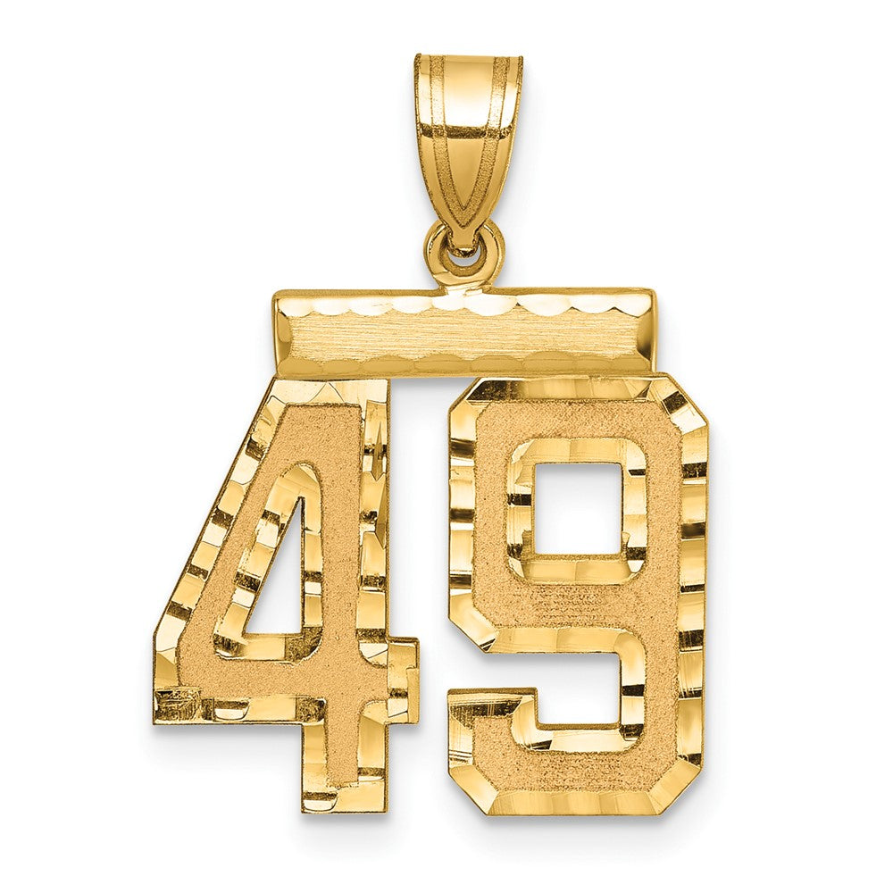 14k Yellow Gold Medium Diamond-cut Number 49 Charm