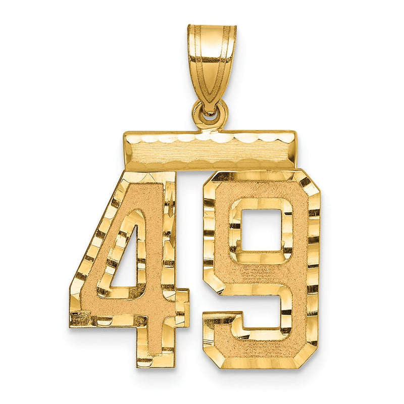 14k Yellow Gold Medium Diamond-cut Number 49 Charm