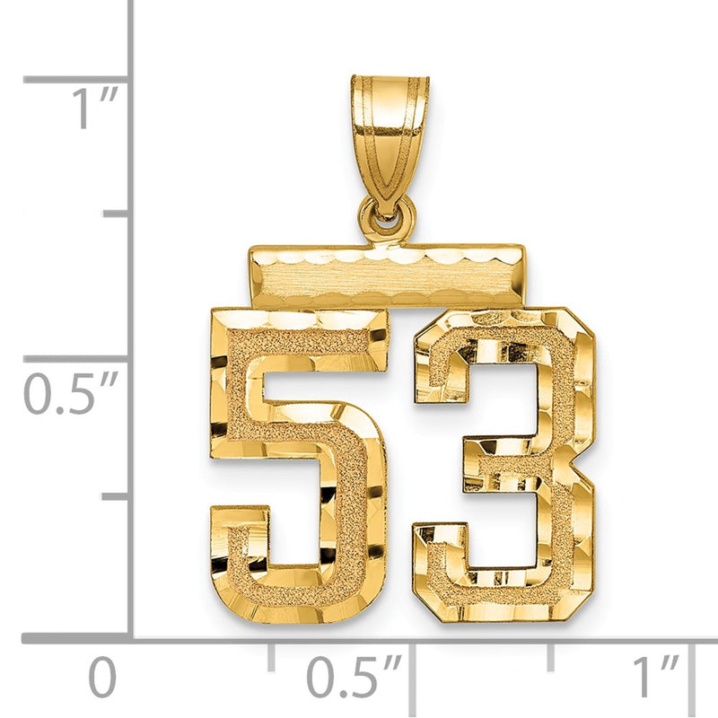 14k Yellow Gold Medium Diamond-cut Number 53 Charm