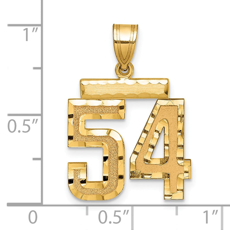 14k Yellow Gold Medium Diamond-cut Number 54 Charm