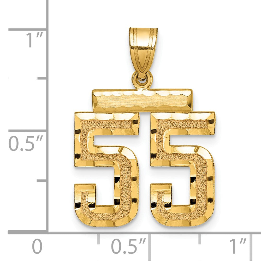 14k Yellow Gold Medium Diamond-cut Number 55 Charm