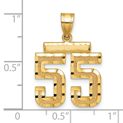 14k Yellow Gold Medium Diamond-cut Number 55 Charm