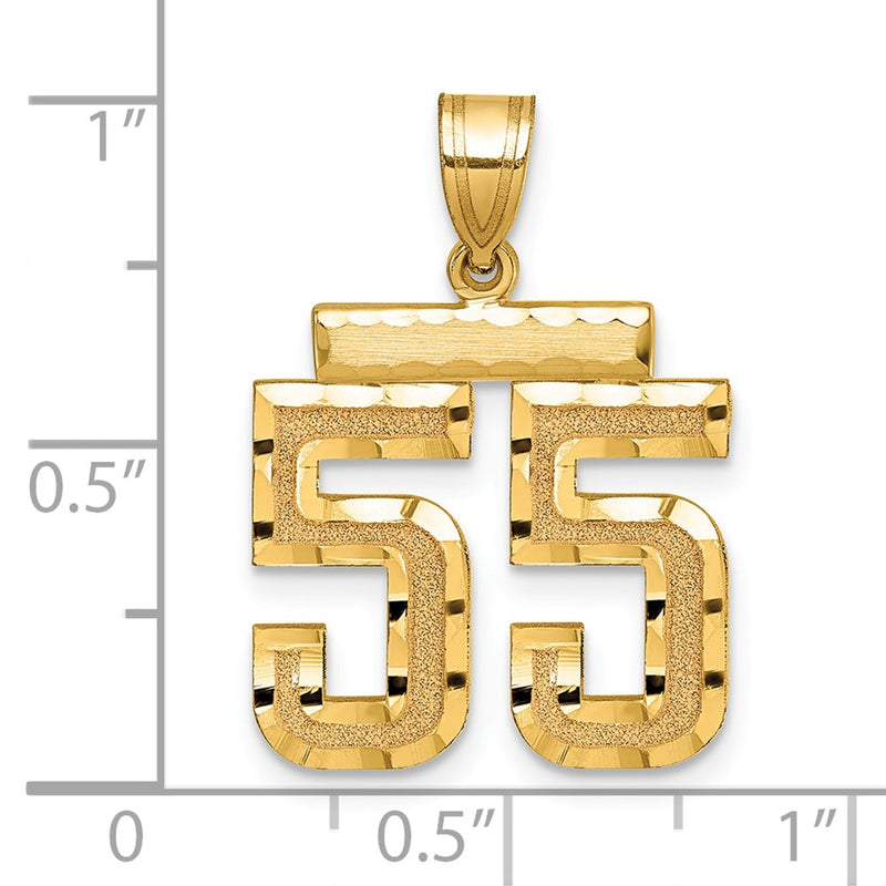 14k Yellow Gold Medium Diamond-cut Number 55 Charm