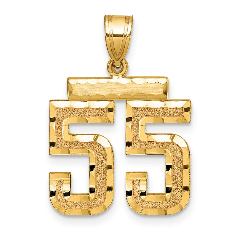 14k Yellow Gold Medium Diamond-cut Number 55 Charm