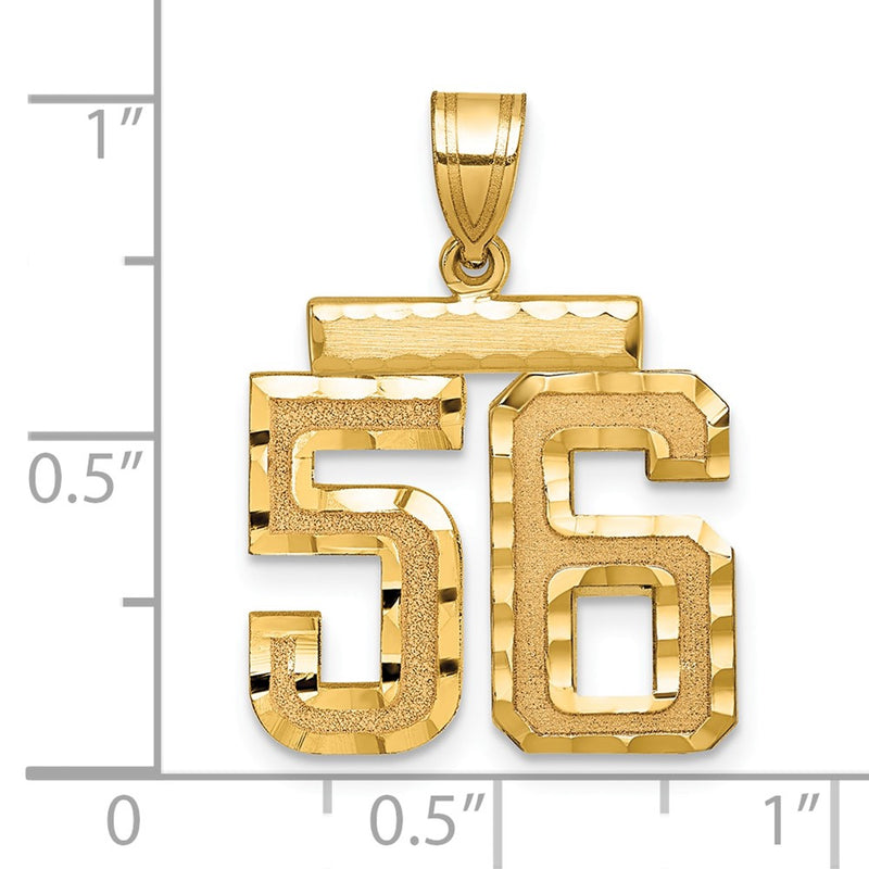14k Yellow Gold Medium Diamond-cut Number 56 Charm