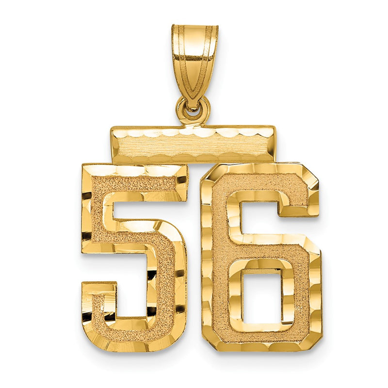 14k Yellow Gold Medium Diamond-cut Number 56 Charm
