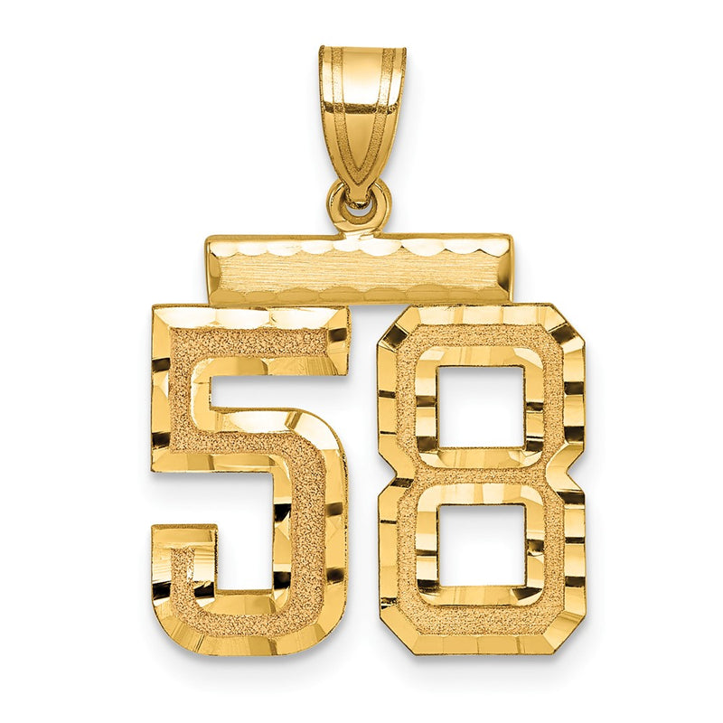 14k Yellow Gold Medium Diamond-cut Number 58 Charm