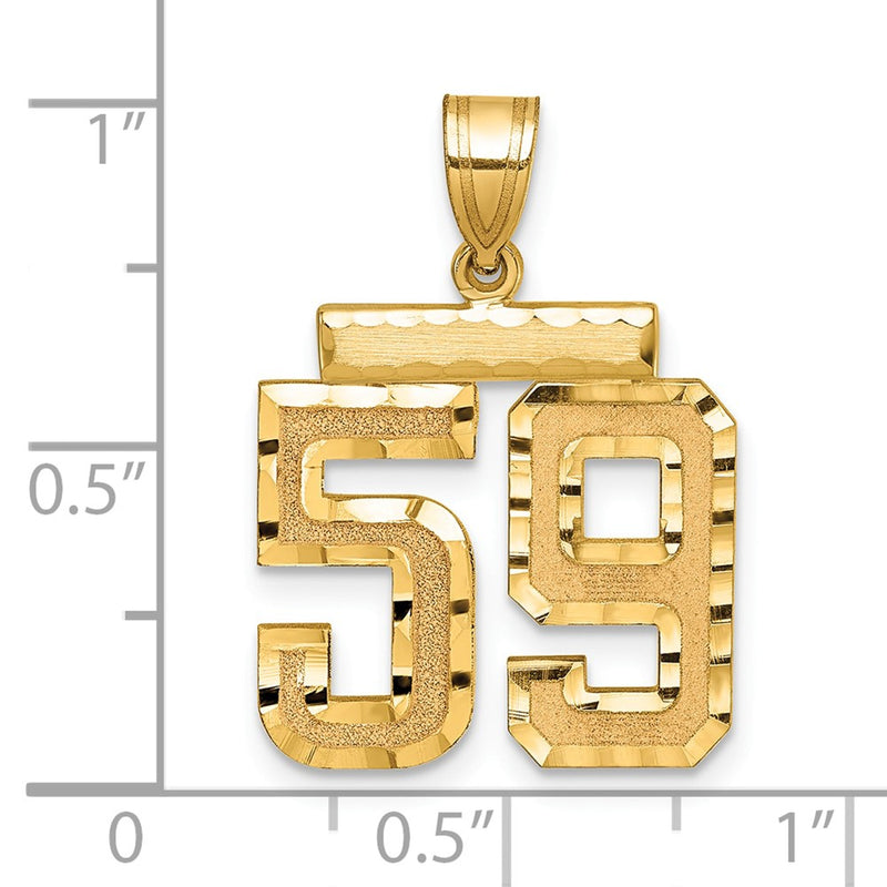 14k Yellow Gold Medium Diamond-cut Number 59 Charm