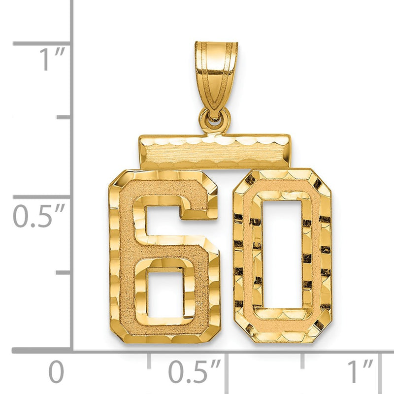 14k Yellow Gold Medium Diamond-cut Number 60 Charm