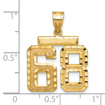 14k Yellow Gold Medium Diamond-cut Number 68 Charm