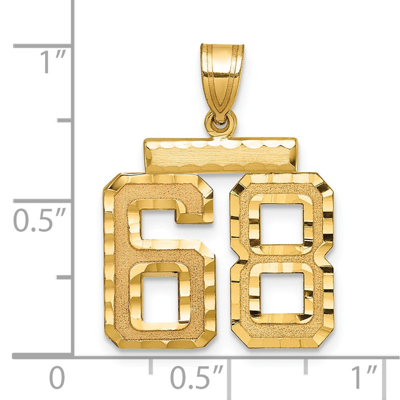 14k Yellow Gold Medium Diamond-cut Number 68 Charm