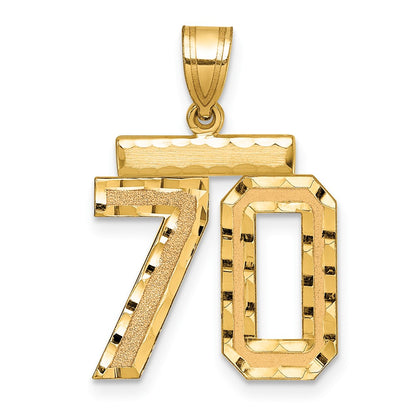 14k Yellow Gold Medium Diamond-cut Number 70 Charm