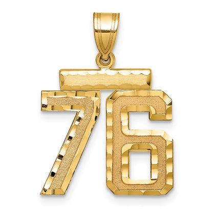 14k Yellow Gold Medium Diamond-cut Number 76 Charm