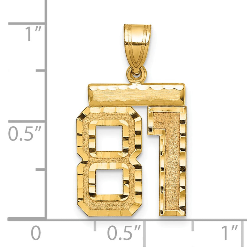 14k Yellow Gold Medium Diamond-cut Number 81 Charm