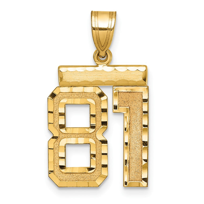14k Yellow Gold Medium Diamond-cut Number 81 Charm