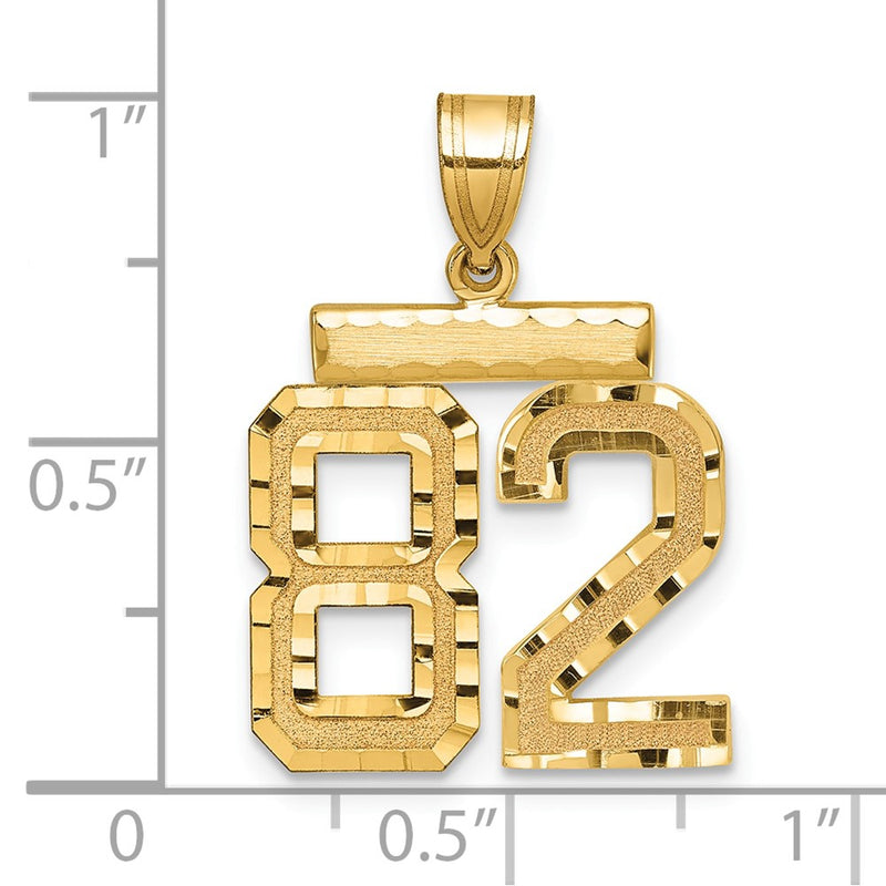 14k Yellow Gold Medium Diamond-cut Number 82 Charm