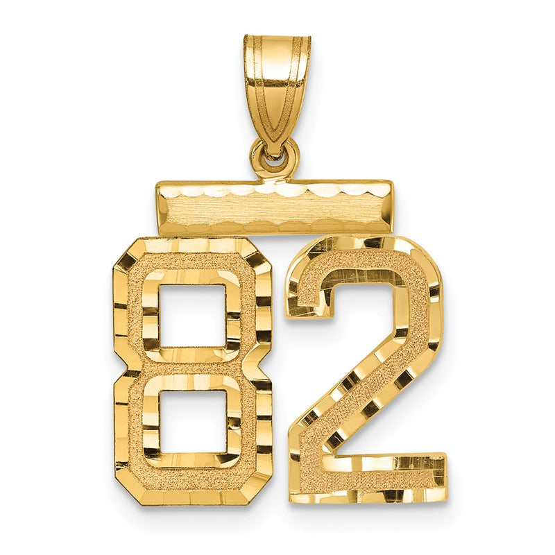 14k Yellow Gold Medium Diamond-cut Number 82 Charm