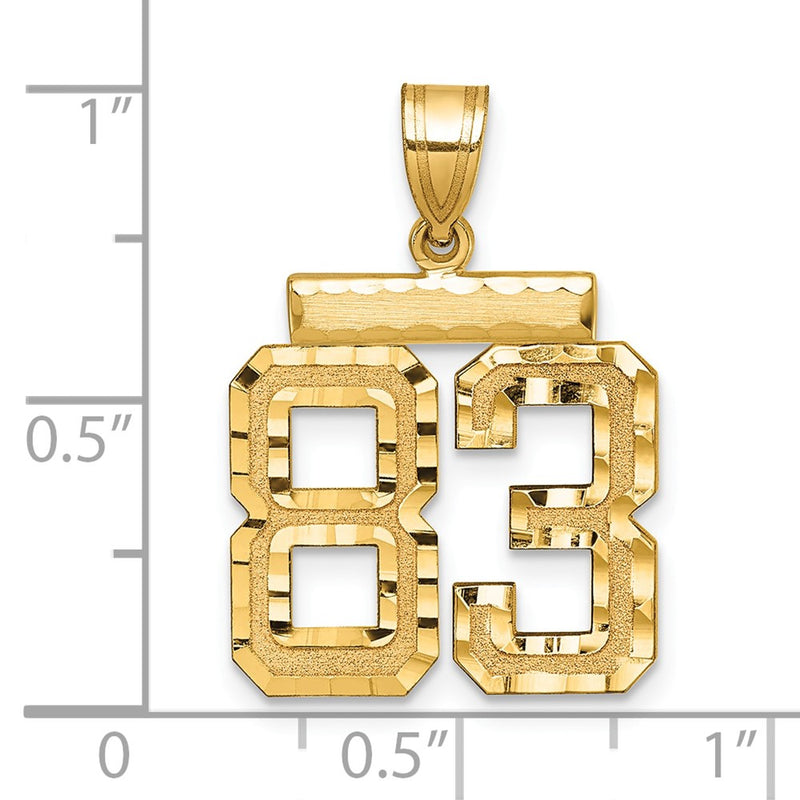 14k Yellow Gold Medium Diamond-cut Number 83 Charm
