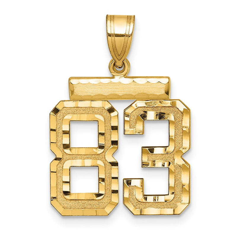 14k Yellow Gold Medium Diamond-cut Number 83 Charm