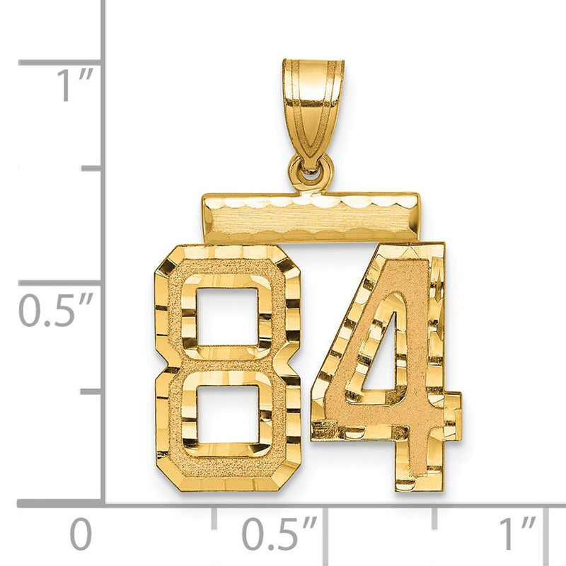 14k Yellow Gold Medium Diamond-cut Number 84 Charm