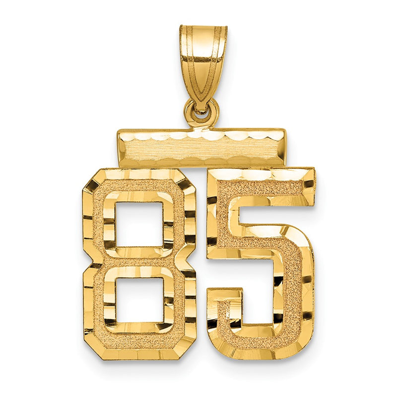 14k Yellow Gold Medium Diamond-cut Number 85 Charm