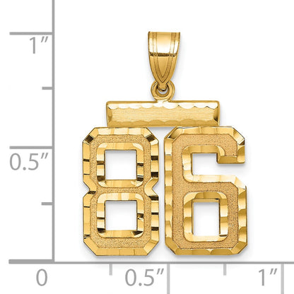 14k Yellow Gold Medium Diamond-cut Number 86 Charm
